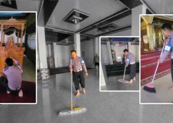 Bukan Sekadar Polisi, Aiptu Arif Ikut Bersihkan Masjid Bersama komunitas Bersih-bersih Masjid