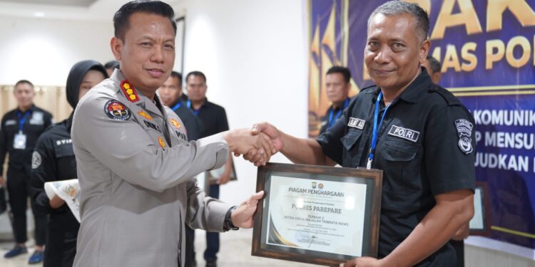 Polres Parepare Raih Juara 2 Humas Polda Sulsel, Unggul di Kategori Mitra Kerja